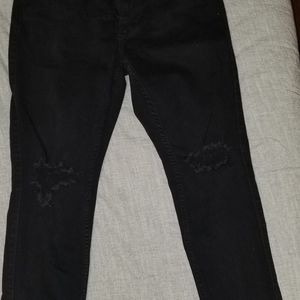 Hollister Skinny Jeans Mens Size 30x30 Black Distressed Cotton Denim